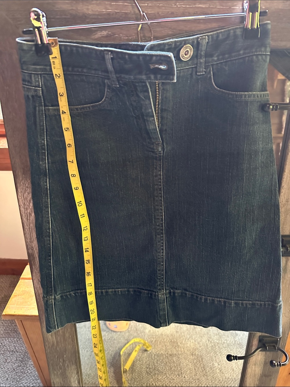 Theory Black Denim Skirt